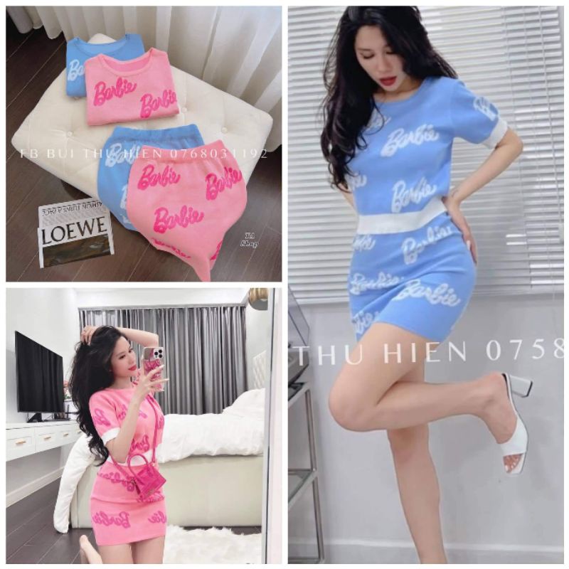 Sét bộ len chữ  barbi hàng QC