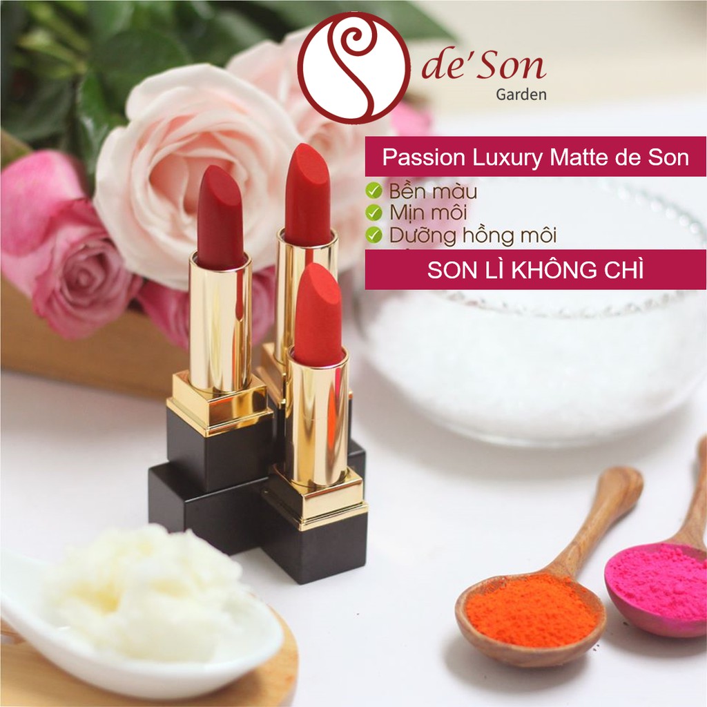 Son Thỏi Lì Handmade Passion Luxury Matte De' Son Garden Lipstick Không Chì Siêu Lì 5g