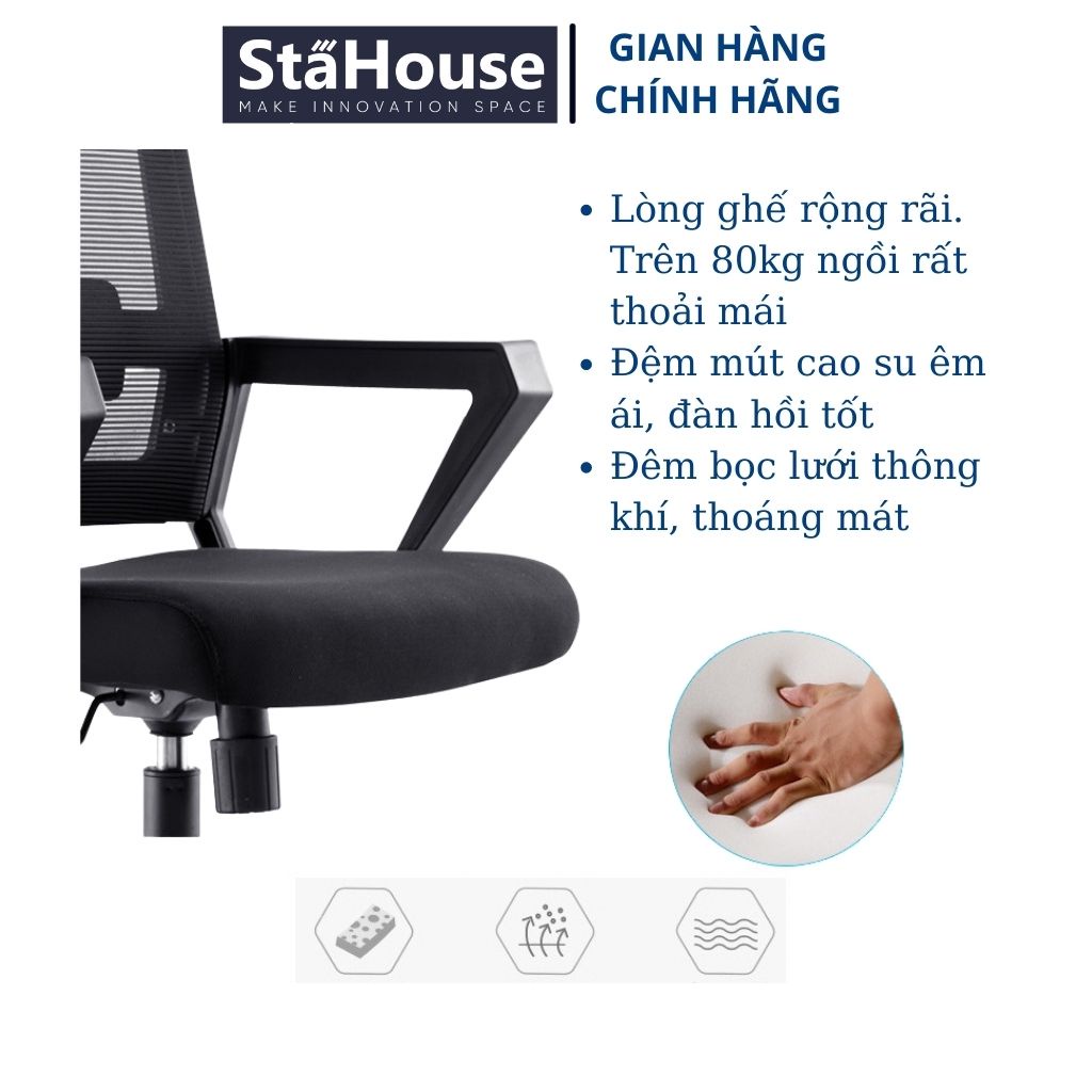 Ghế Văn Phòng Tựa Đầu Chân Xoay Công Thái Học Stahouse GVP-GD403