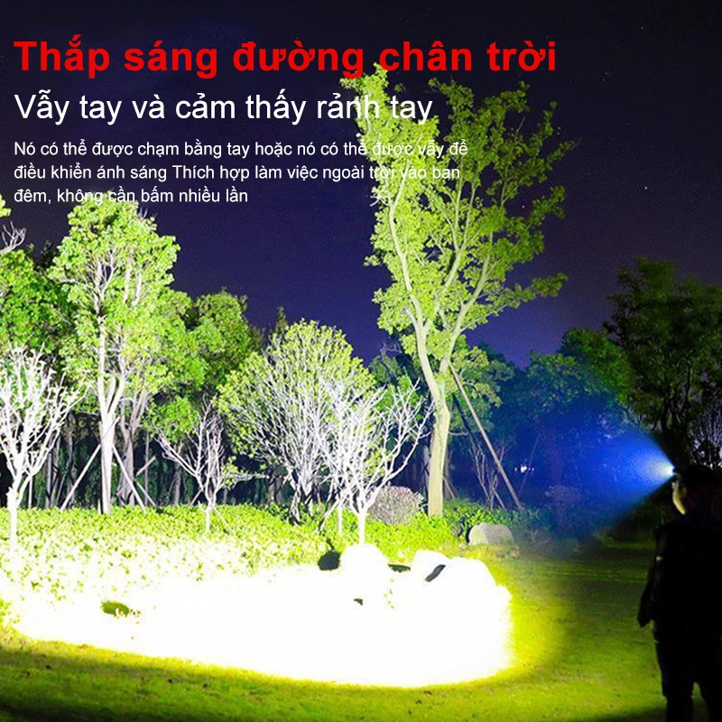 Đèn đeo đầu cảm biến - Đèn tích điện đội đầu chống thấm nước tiện lợi, Tặng kèm sạc cao cấp - Gia Dụng Tân Thanh