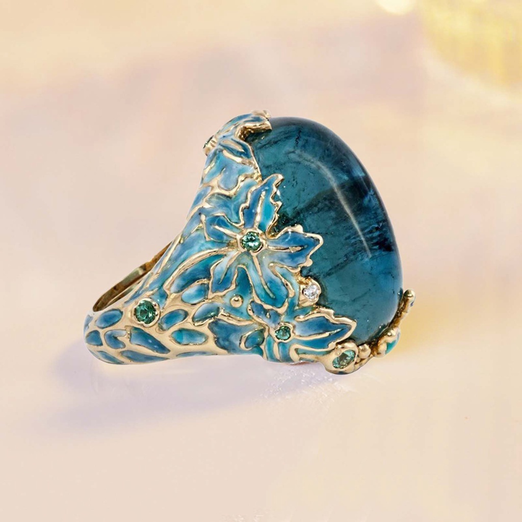 Nhẫn Đeo Tay Chống Ngứa Mắt Họa Tiết Hoa Phong Cách Retro Thanh Lịch Cho Nữ