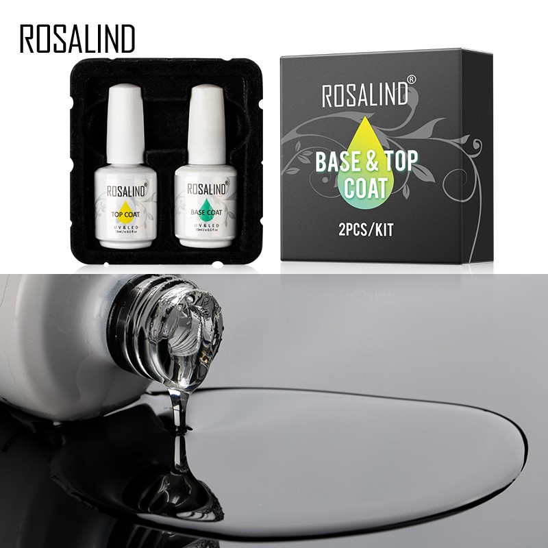 Set gel nền và phủ làm móng tay ROSALIND cho sấy dưới đèn led/uv 15ml