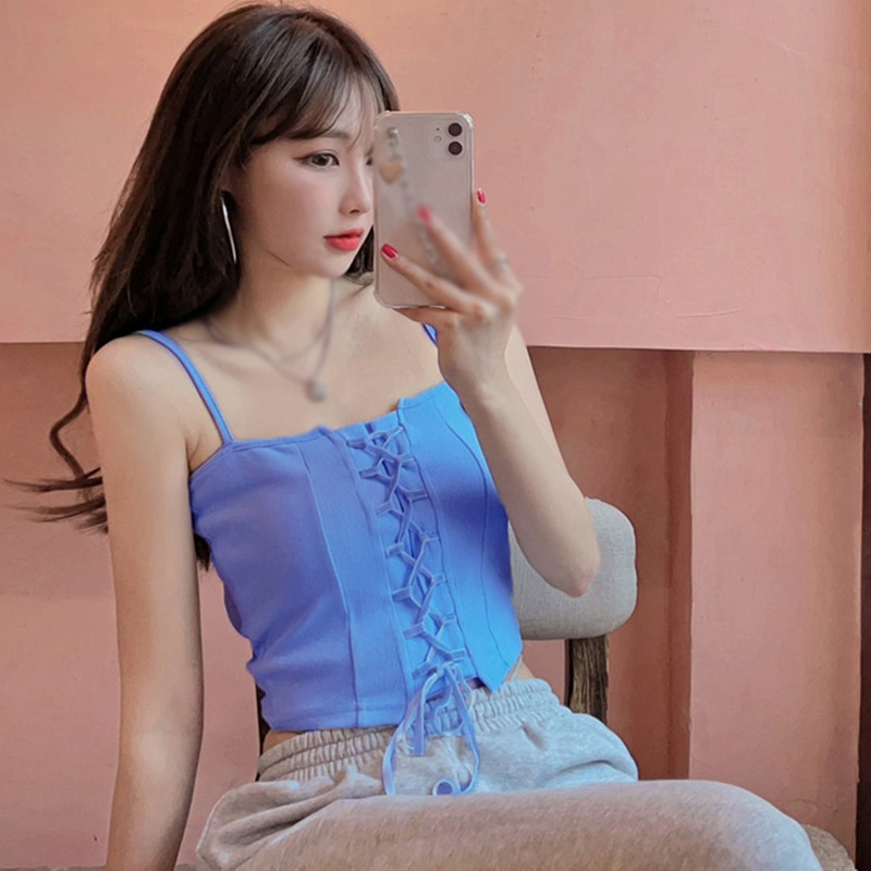 Áo Croptop Dệt Kim Không Tay Thời Trang Mùa Hè Dành Cho Nữ