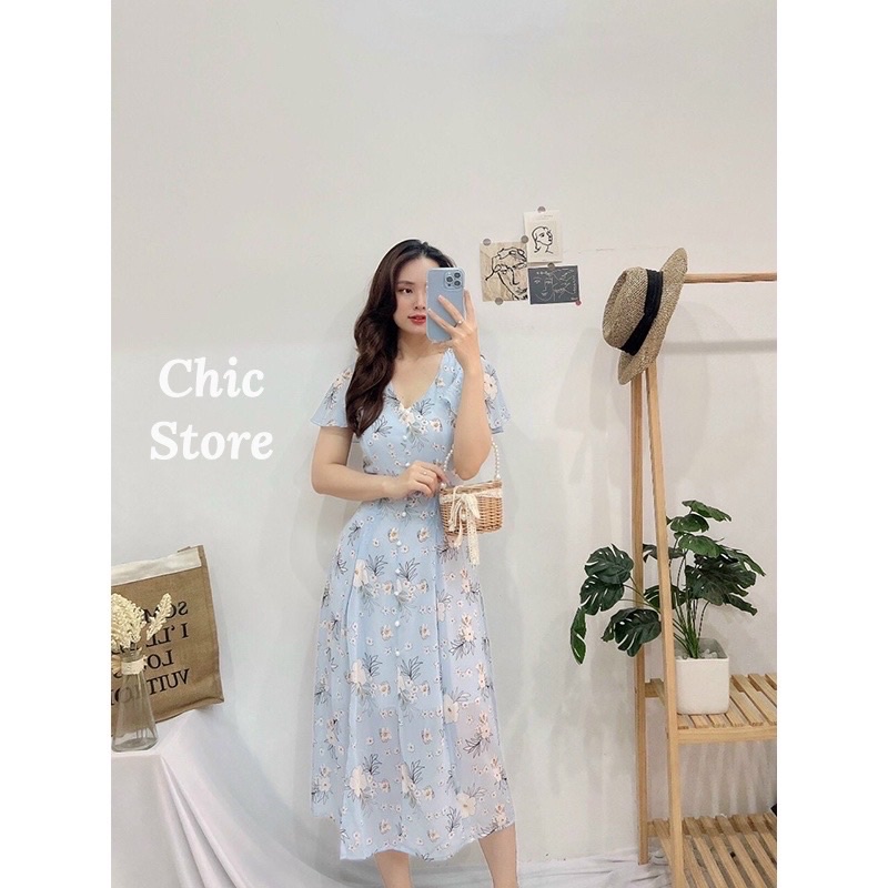 Đầm hoa nhí tím dáng dài vintage Đầm váy công sở thiết kế Chic.Storậ