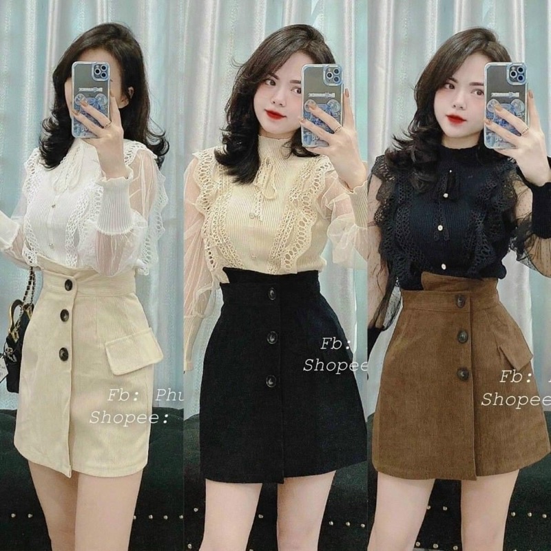 Chân váy nhung 3 màu cực xinh- có lót quần