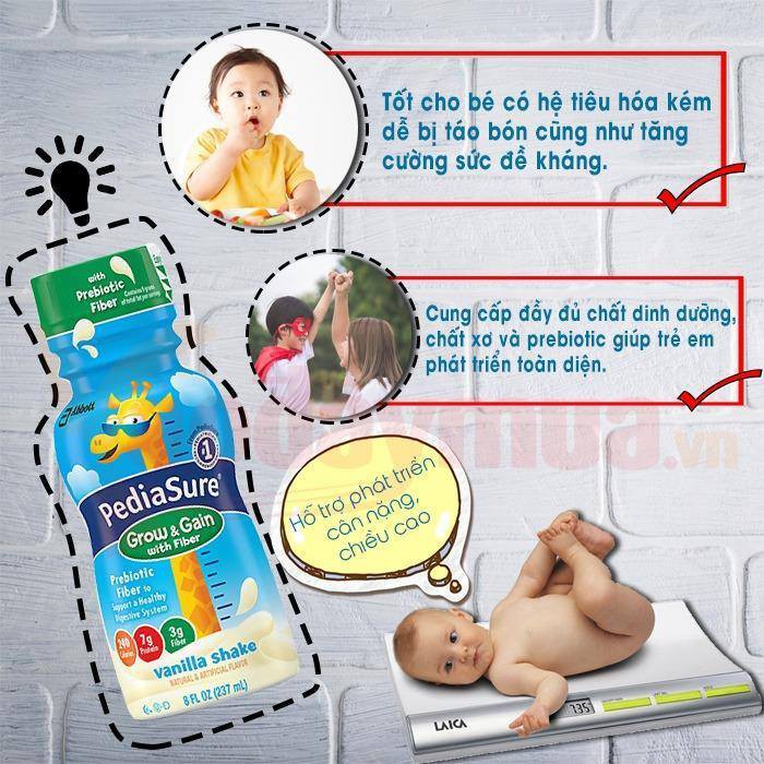 Sữa nước Pediasure vị vani bổ sung chất xơ 237ml