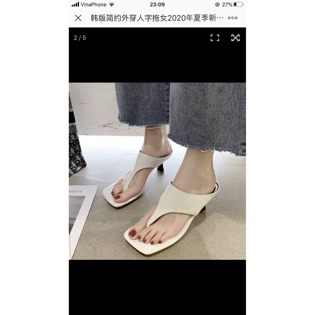 Guốc xỏ ngón thời trang Châu Au cao 5p siêu sang G19