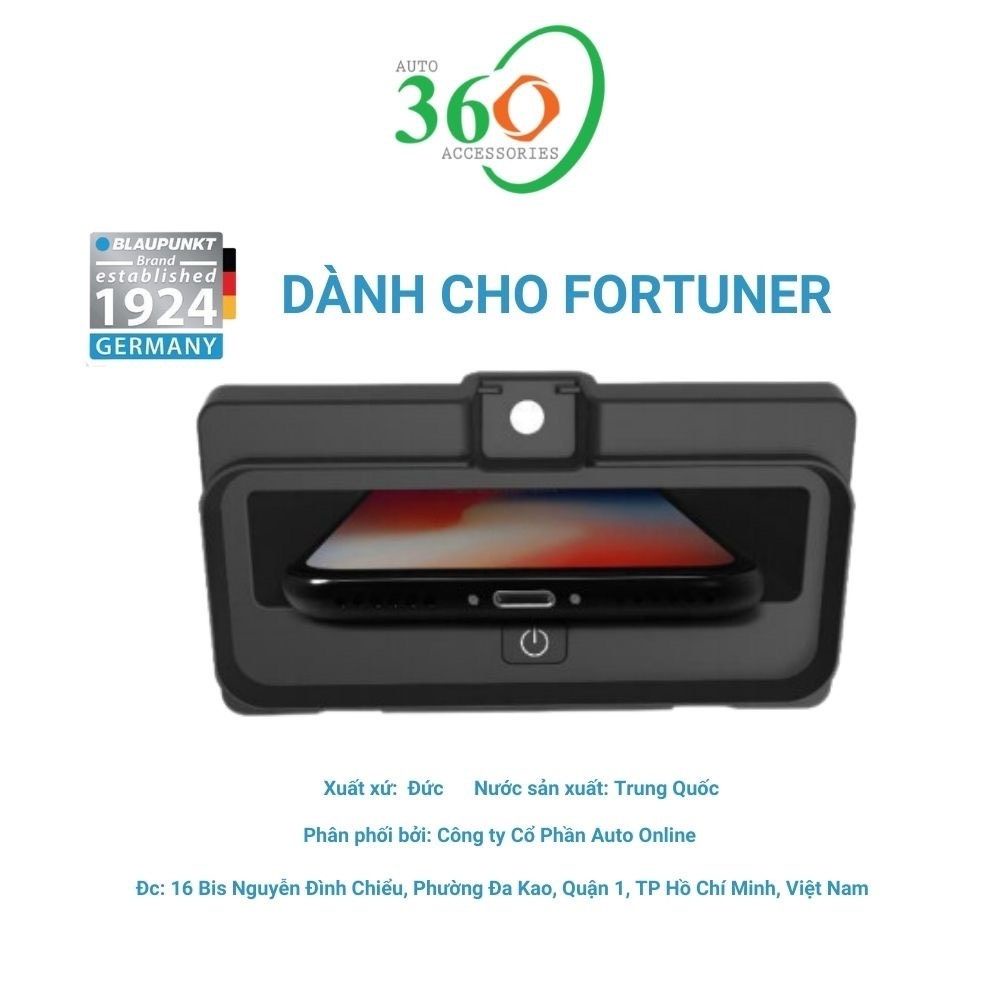 Đế sạc không dây Blaupunkt, dock sạc không cần tháo vỏ điện thoại dành riêng cho xe Fortuner
