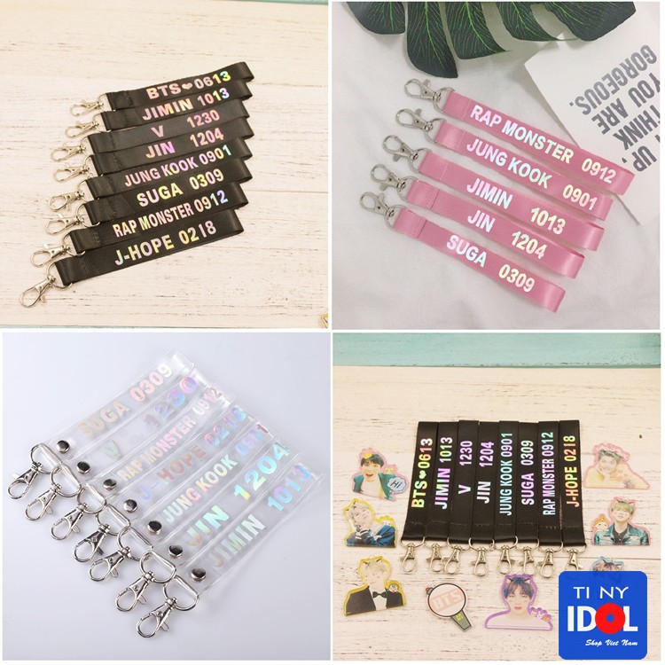 Nametag BTS, Dây Strap Móc Khóa Đeo Cặp, Balo Kpop Giá Rẻ