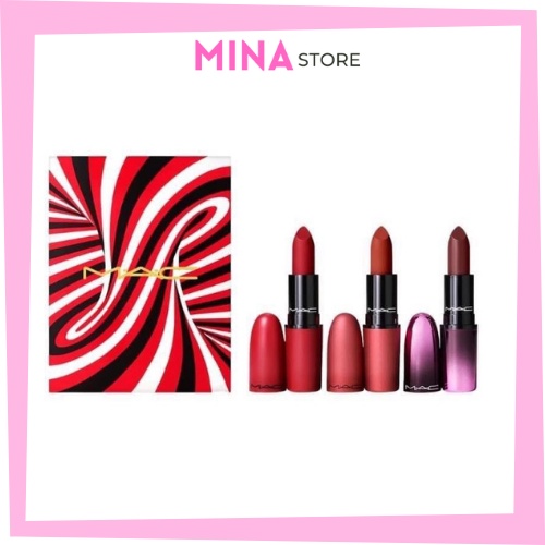 Son Mac chính hãng Ruby Woo Devoted To Chili Bated Breath MINA STORE MP4 set 3 cây