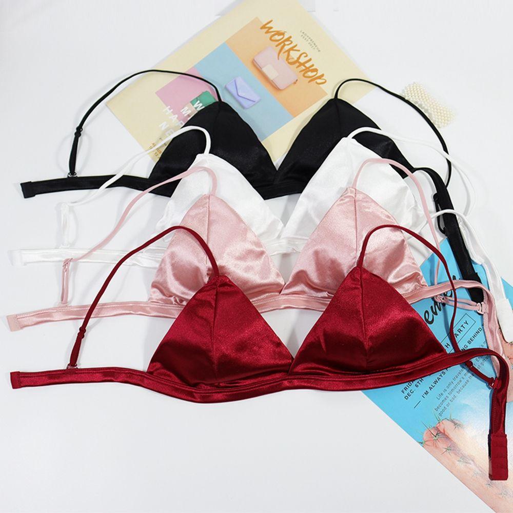 Áo Ngực Satin Không Gọng Không Đường May Chống Sag Cho Nữ