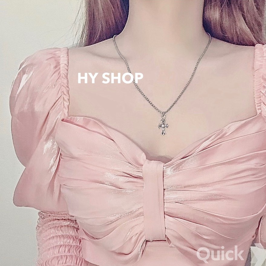 Dây chuyền titan thánh giá đính kim không gỉ nam nữ cá tính unisex bts