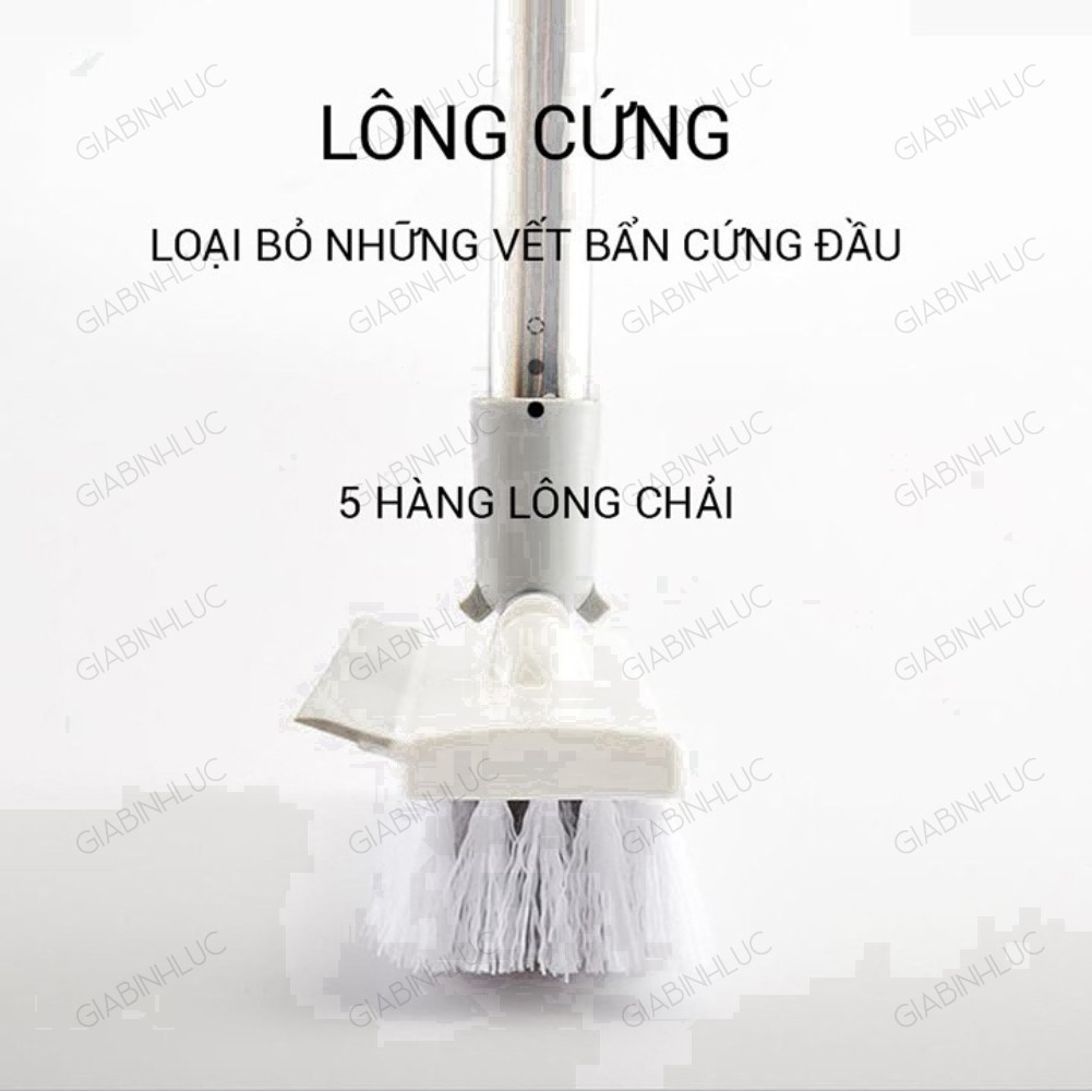 Cây chổi lau quét chà gạt nước sàn nhà thông minh phòng tắm 2 đầu đa năng cán inox 3 mức chiều dài