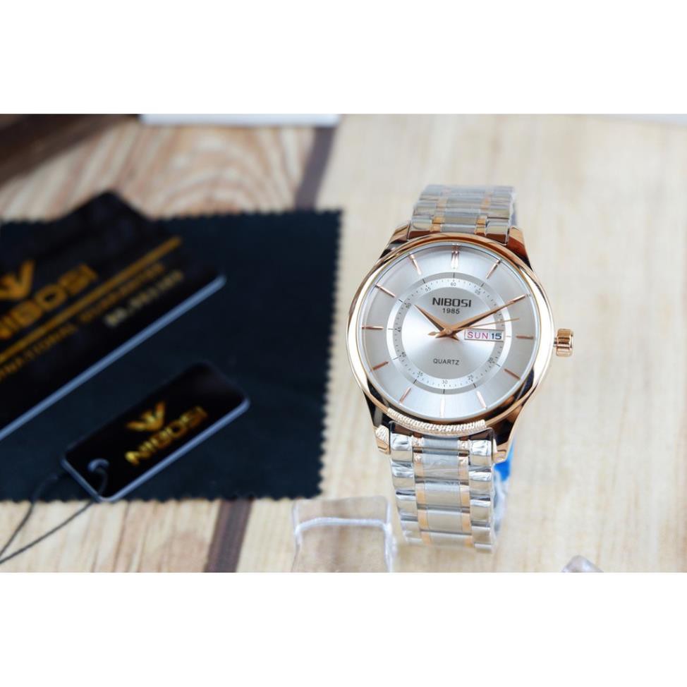 Đồng Hồ Nam NiBoSi 1985 Chính Hãng Dây Thép Ko Gỉ Chạy Full 6 Kim Chống Nước Chống Xước Cao Cấp FullBox Có Lịch