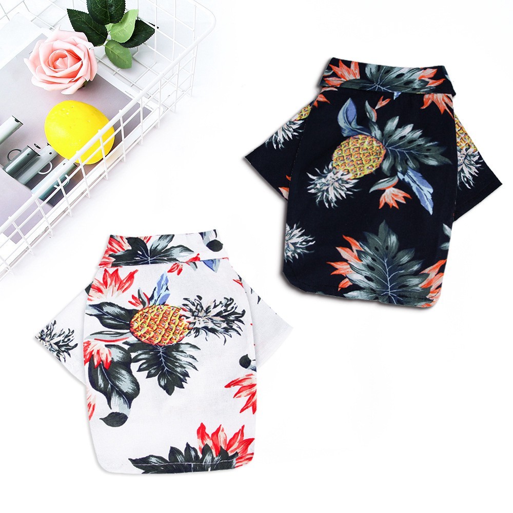 Áo sơ mi in họa tiết cây dừa/quả dứa phong cách hawaii dễ thương cho thú cưng