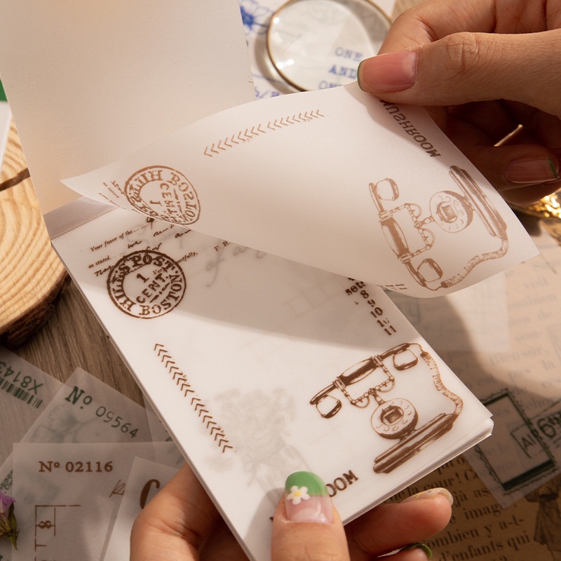 Set 30 Tờ Giấy Ghi Chú Phong Cách Retro Sáng Tạo