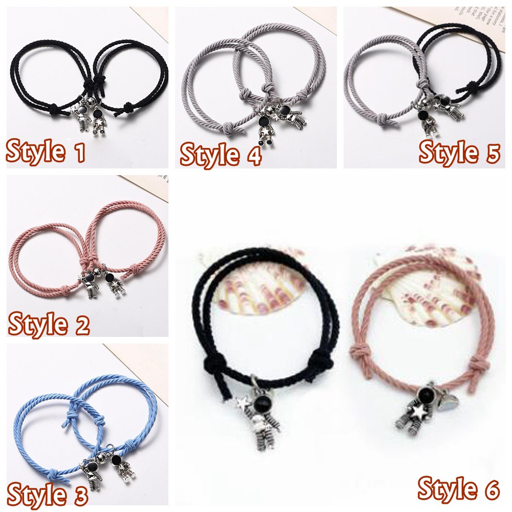 2 vòng tay nam châm họa tiết phi hành gia xinh xắn dành cho nam và nữ