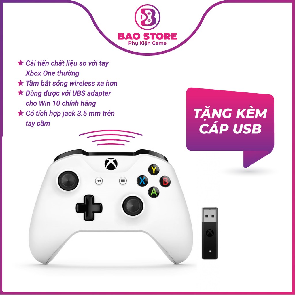 Tay cầm Xbox One S 2nd NOBOX tích hợp jack 3.5mm, bảo hành 1 tháng l Dùng được USB adapter Win 10, hàng chính hãng
