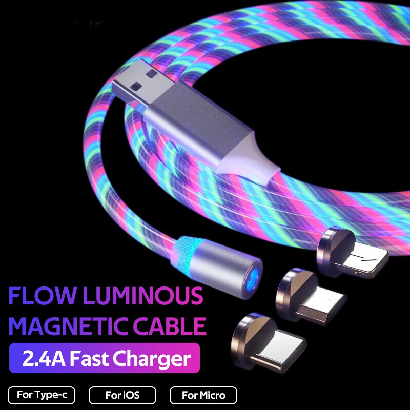 MultiColor Led Fast Charger Cable For Iphone X Samsung Note10 Plus 9 8