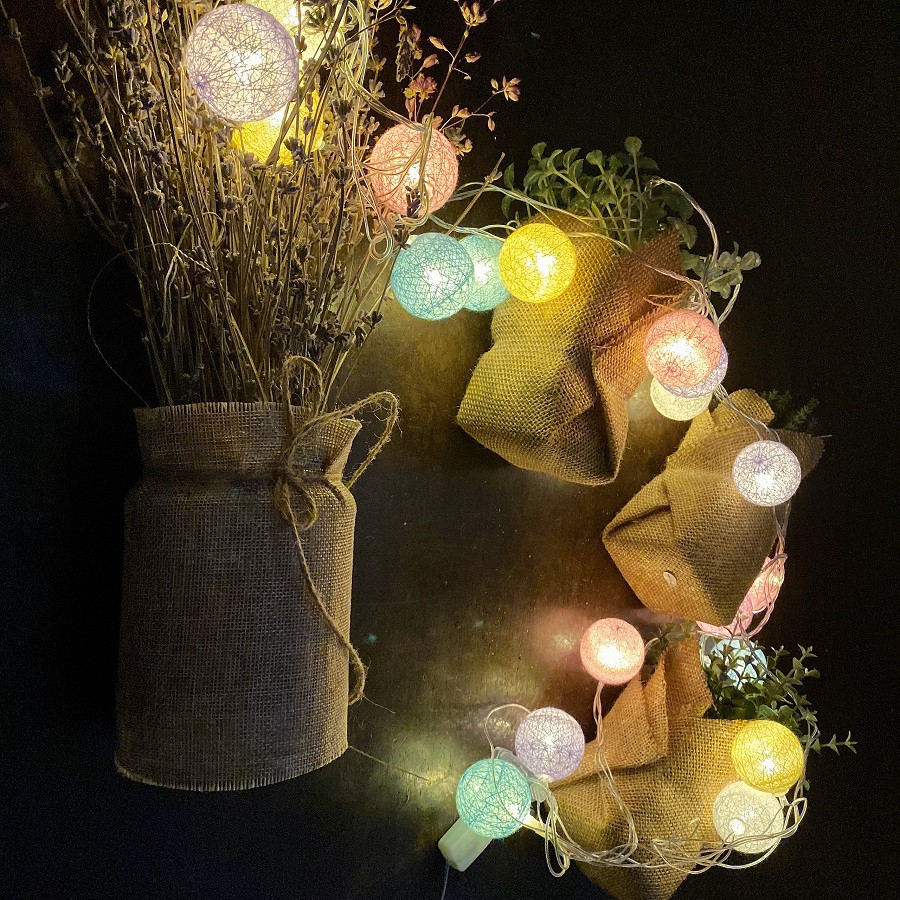 (Tặng Pin AA) Dây Đèn Cotton Ball 3 Mét 20 Banh Led, Banh Vải, 5 Màu Pastel, Không Nhấp Nháy | BigBuy360 - bigbuy360.vn