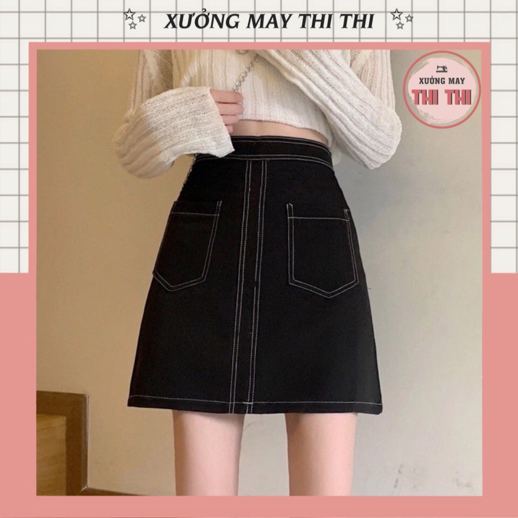 Chân váy chữ A viền chỉ trơn, chân váy nữ ngắn basic tôn dáng siêu xinh CV11 (có ảnh thật)