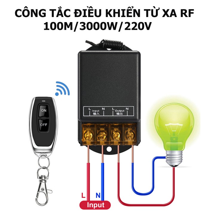 [MẪU MỚI NHẤT 2020] Bộ công tắc điều khiển từ xa công suất lớn cho máy bơm nước máy rửa xe 100m/3000W/220V