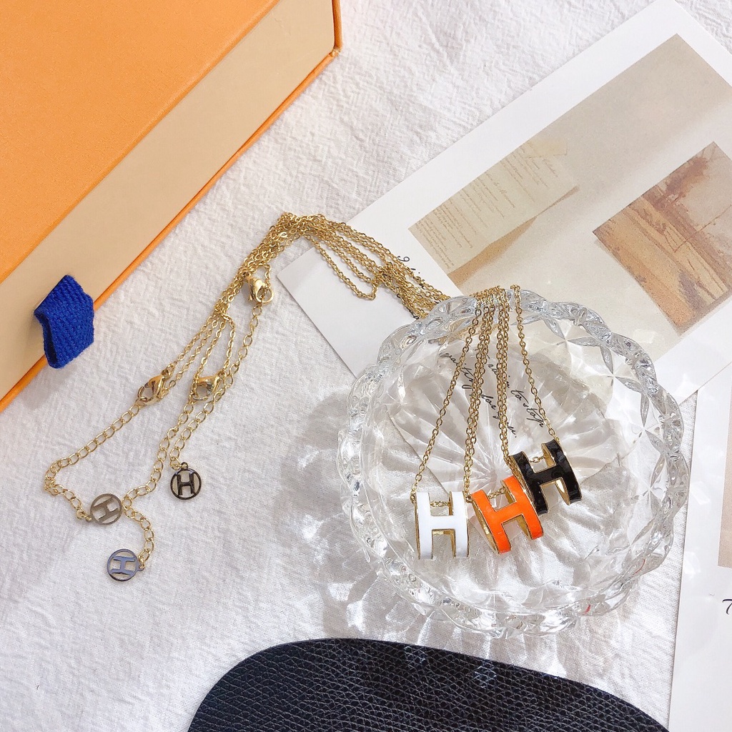 Vòng Cổ Thép Titan Mặt Hình Chữ H Thời Trang Cá Tính