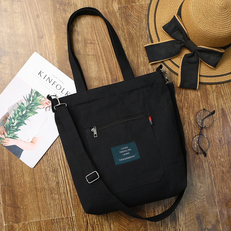 Túi Xách Canvas Đeo Vai Sức Chứa Lớn Thời Trang Cho Nữ