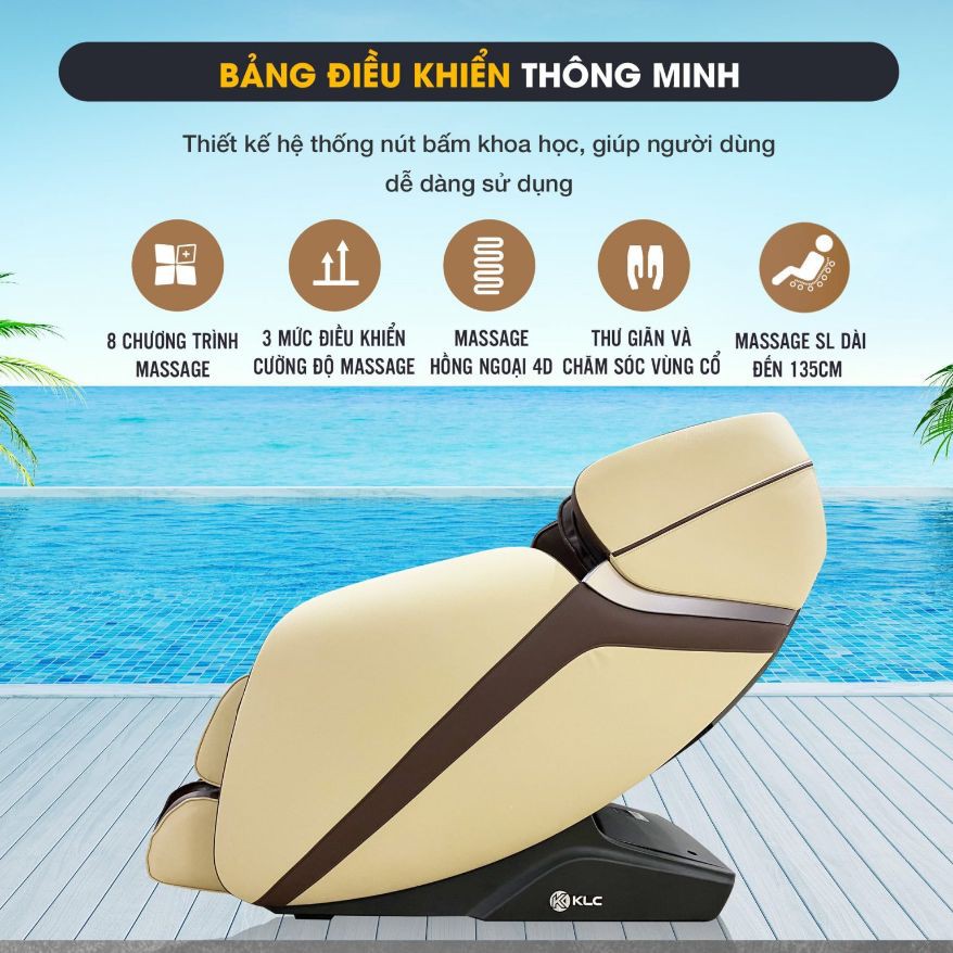 Ghế massage chính hãng KLC K6688 - Điều khiển bằng giọng nói, công nghệ không trọng lực, nhiệt hồng ngoại...