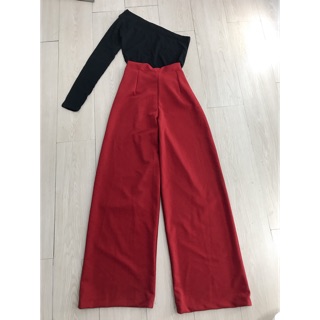 Set áo lệch vai đen quần tuỳ chọn
