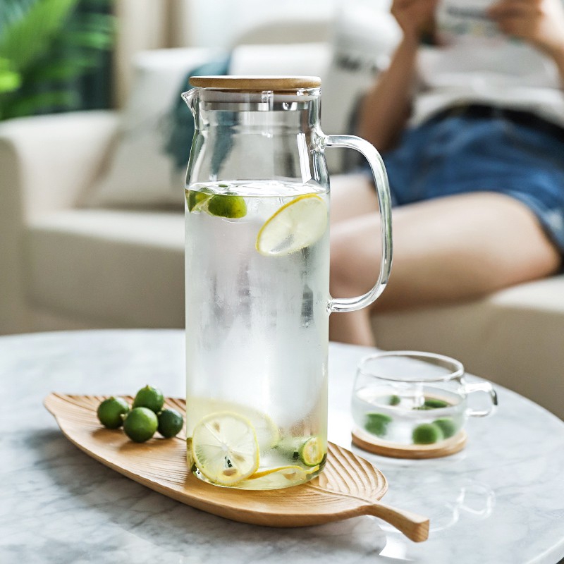Bình thủy tinh SWEEJAR đựng nước uống dung tích lớn 1200ml có nắp đậy tiện lợi