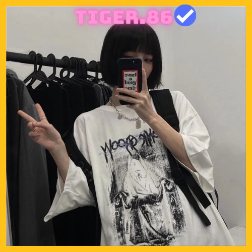 Áo thun tay lỡ form rộng nam nữ vải mịn, Áo phông unisex Tiger.86 AFR345