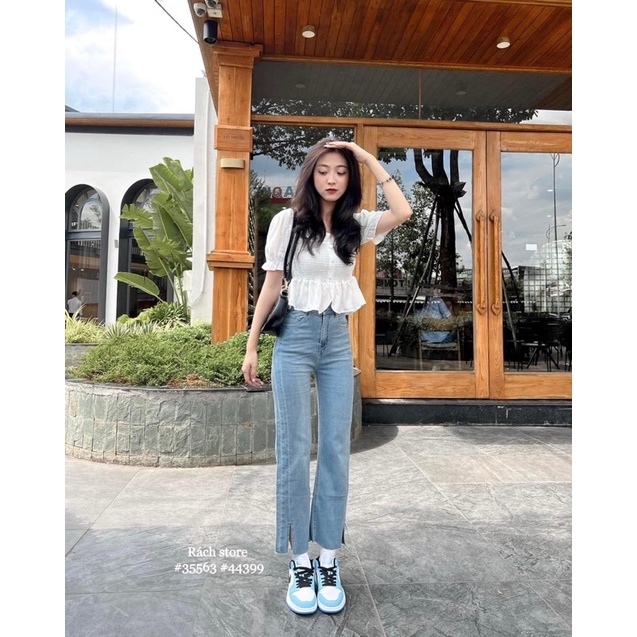 [RÁCH STORE] Quần baggy - 112 - ống suông - xẻ lai cắt lai