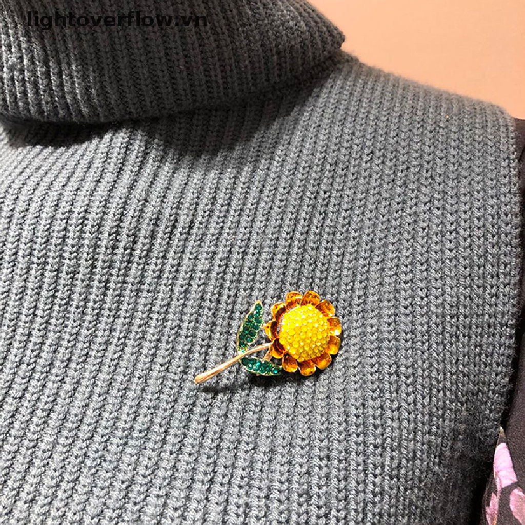 Ghim Cài Áo Hình Hoa Hướng Dương Đính Pha Lê Sang Trọng