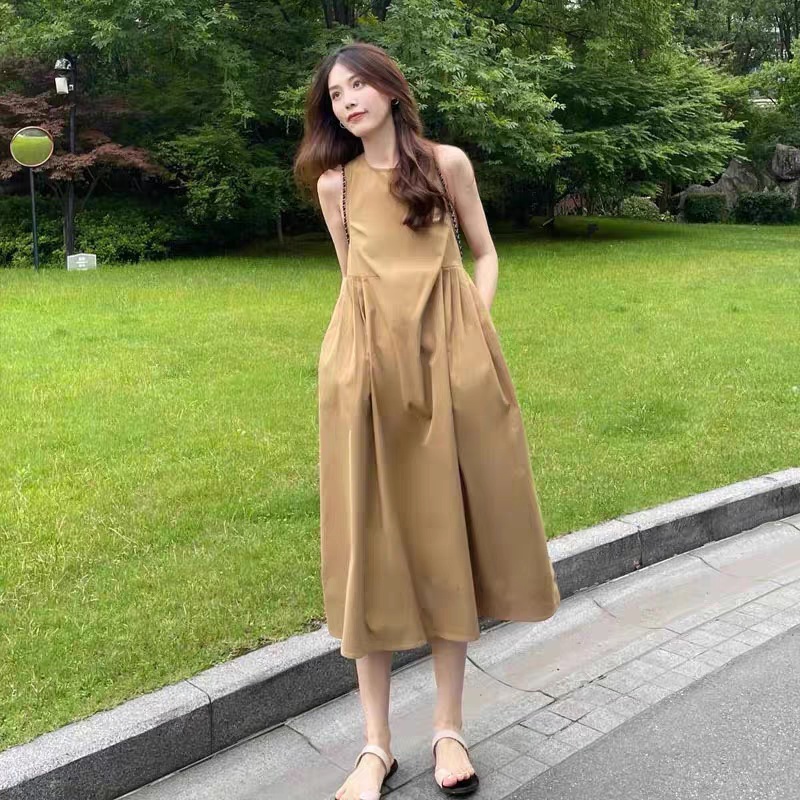 Đầm Dài Dáng Rộng Hở Vai Phong Cách Hàn Quốc Thời Trang Mùa Hè Dành Cho Nữ