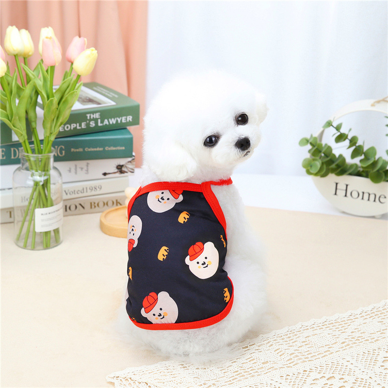 Quần áo cho chó mùa hè cho chó nhỏ Dễ thương hoạt hình mỏng gấu chó con Vest giá rẻ Chihuahua Pháp Bulldog quần áo sang trọng cho chó