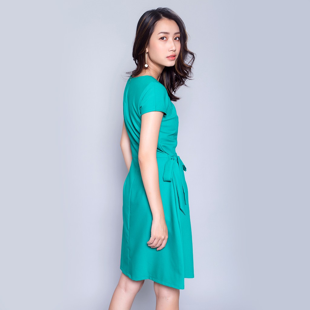 Đầm công sở nữ thời trang Eden dáng chữ a suông tay ngắn cổ tròn chất liệu thoáng mát không nhăn - D303