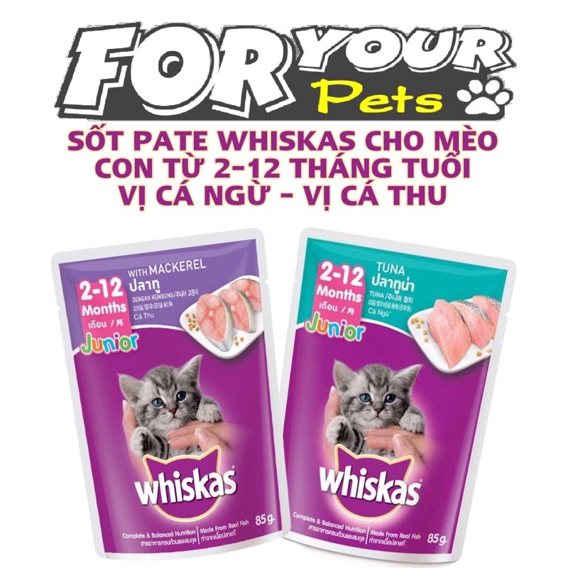 PATE WHISKAS CHO MÈO CON 85G MIX 2 VỊ CÁ THU - CÁ NGỪ