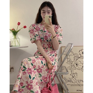 Đầm Hoa Cổ Tròn Tay Phồng Thời Trang Mùa Hè Hàn Quốc Dành Cho Nữ 52360