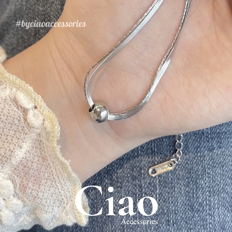 [HOẢ TỐC 1H] Dây chuyền/ Vòng cổ titan không gỉ thiết kế dây 2 lớp đính charm trendy Aster Ciao