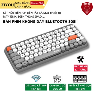 Bàn Phím Không Dây Bluetooth ZIYOU 308i NEW 2025 Thiết Kế Hiện Đại Kết Nối Đa Thiết Bị, Pin Trâu Cho Điện Thoại, Laptop