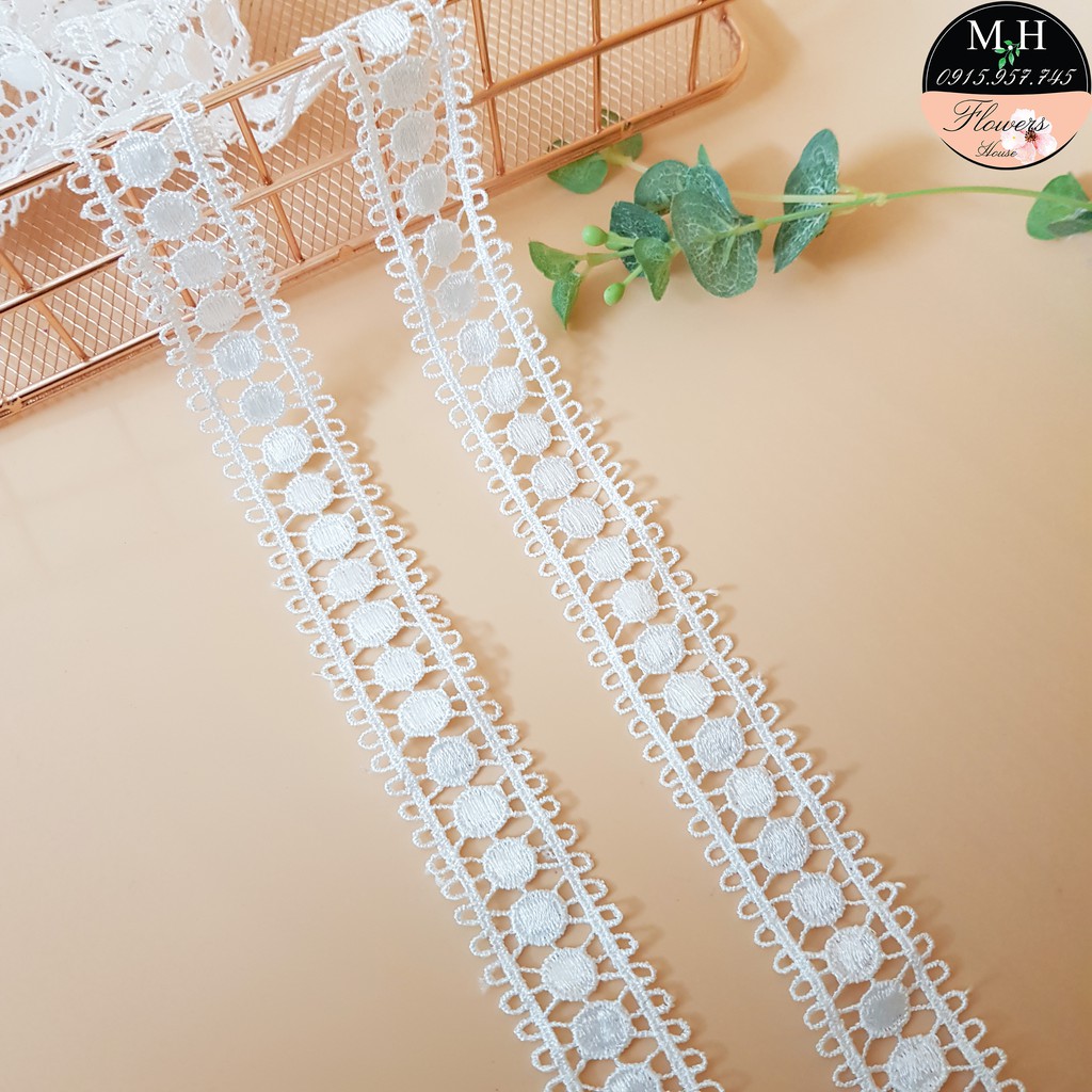Ren Chỉ Trắng Trang Trí Thủ Công Siêu Đẹp, Bản Ngang 2cm
