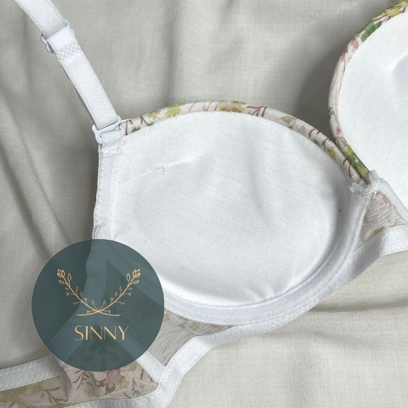 Set áo ngực quần lót nữ Thái Lan, combo Sisterhood độn dày 4cm pha ren lưới chất mịn, Sinny