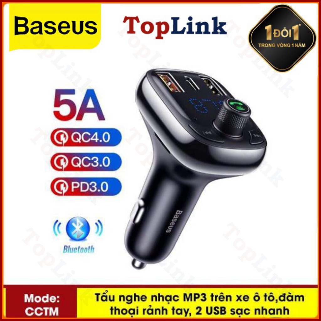 Tẩu Nghe Nhạc MP3 Đàm Thoại Rảnh Tay Baseus S-13 Trên Xe Hơi Tích Hợp Sạc Nhanh 4.0 Bộ Phát FM , Sạc Nhanh Công Xuất 36W