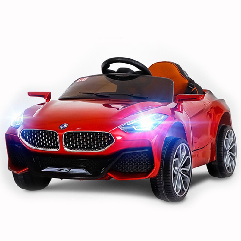 Ô tô xe điện trẻ em BMW Z4 tự lái và remote cho bé vận động ngoài trời (Đỏ-Trắng-Cam)