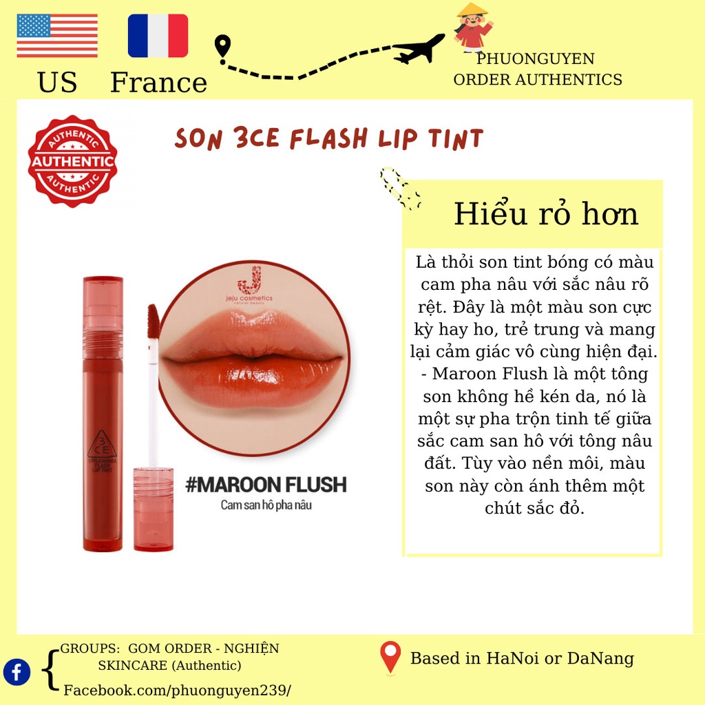 Son Bóng 3CE Marron Flush và Tailored