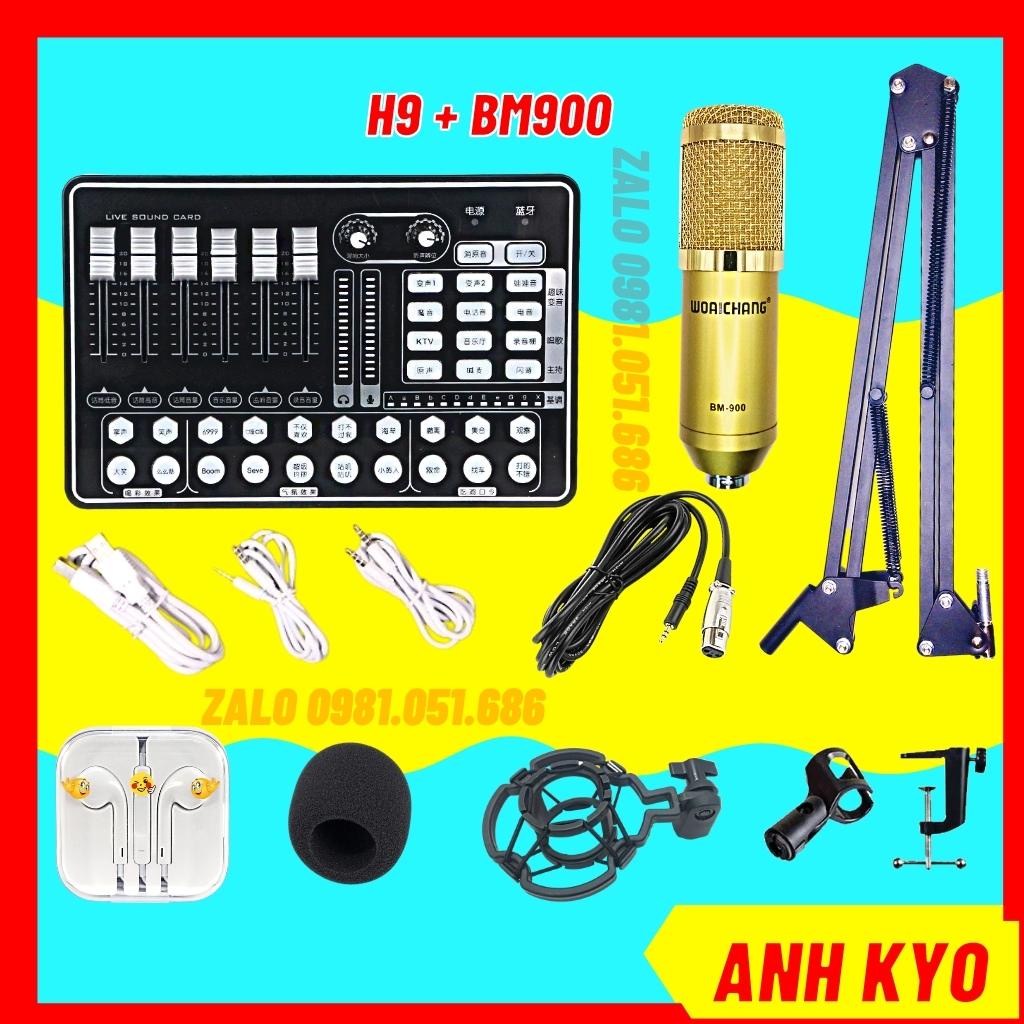 Mic Thu Âm Livstream, Mic Karaoke, Livestream sound card H9 &amp; Micro BM900 - BH 1 NĂM - Chất Lượng Cao, Cực Kỳ Đẳng Cấp