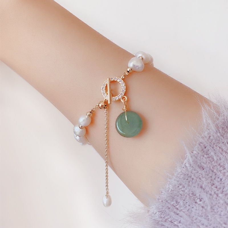 Vòng Tay May Mắn Đính Ngọc Trai Nhân Tạo Thời Trang Dành Cho Nữ