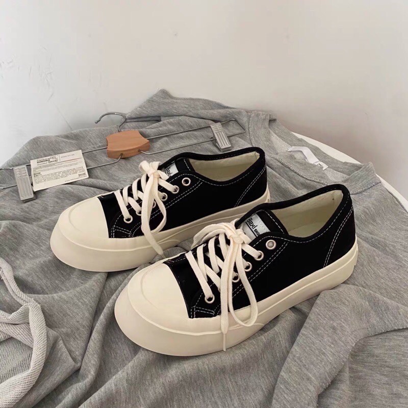 Giày thể thao nữ vải dáng basic, Giầy bánh mì kiểu vintage, Giày Sneakers Nữ vải Basic Cổ Thấp