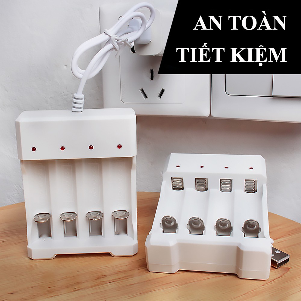 bộ sạc pin AA 700mah có thể sạc lại dùng nhiều lần, kèm theo pin